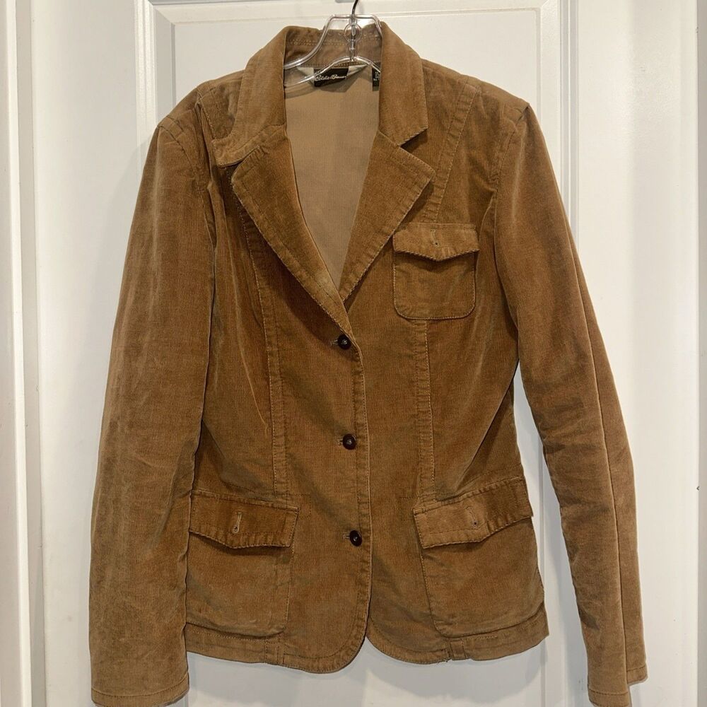 Eddie Bauer 4 Corduroy Barn Chore Jacket Women's Tan Button Up Pockets